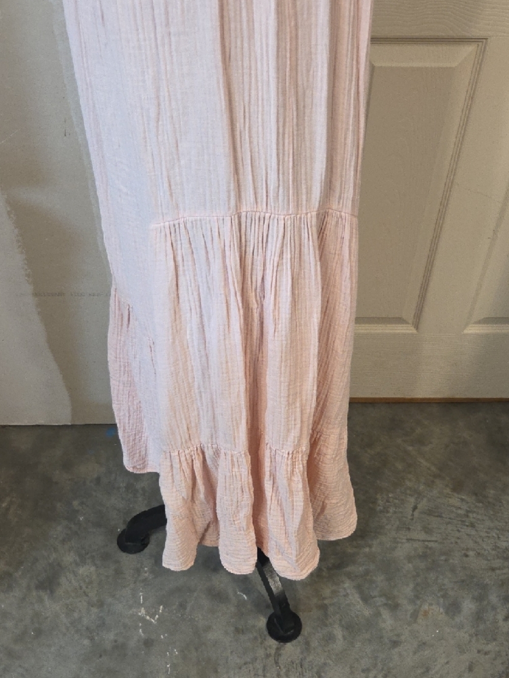 dylan Pale Pink Spaghetti-Strap Maxi Dress Summer Beach Crinkle Flowy Cotton - Picture 5 of 14